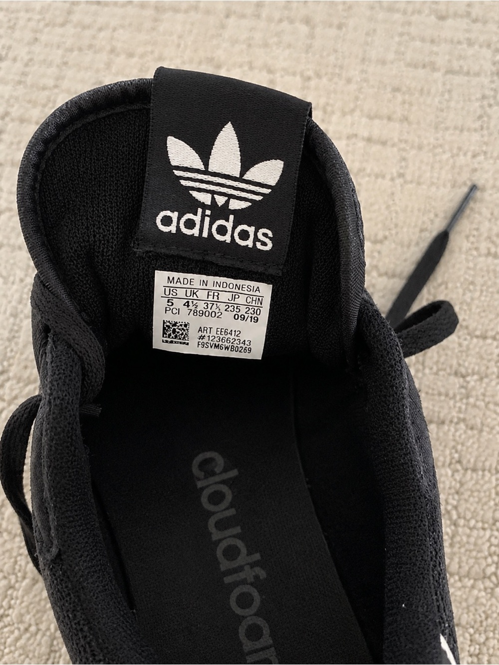 adidas Kids Black Cloudfoam Athletic Sneakers black velvet